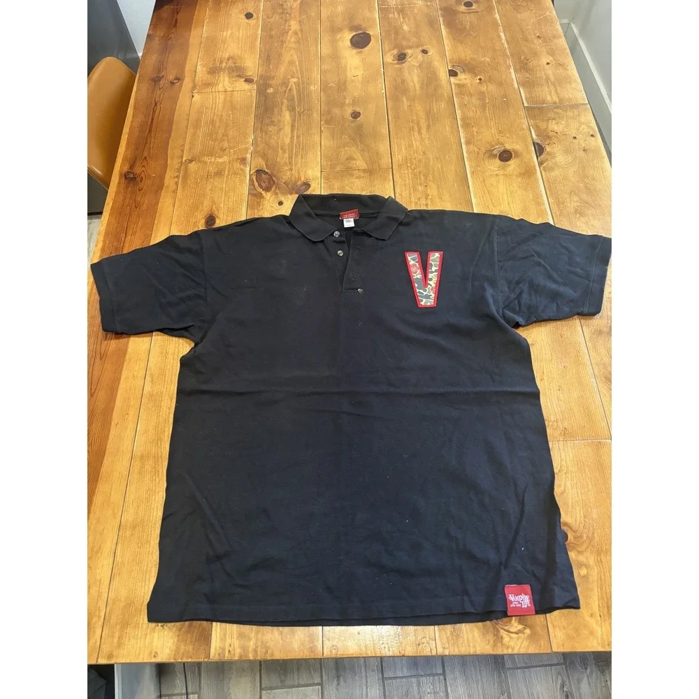 Vampire Life Men's XL Black Camo V Logo Polo Shirt Short Sleeve Collared